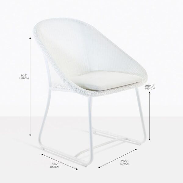 breeze white wicker dining chair