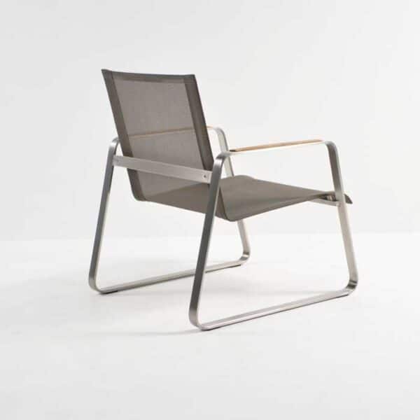 summer stainless steel relaxing chair taupe back angle view