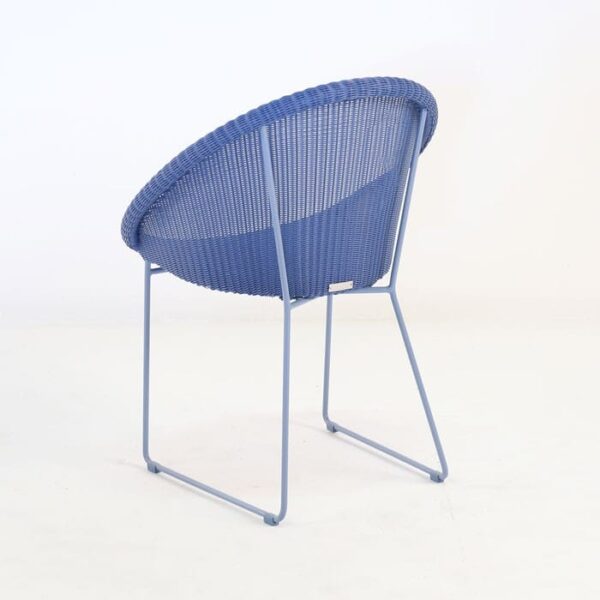 back side blue wicker dinning chair