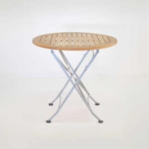 cafe round teak folding table