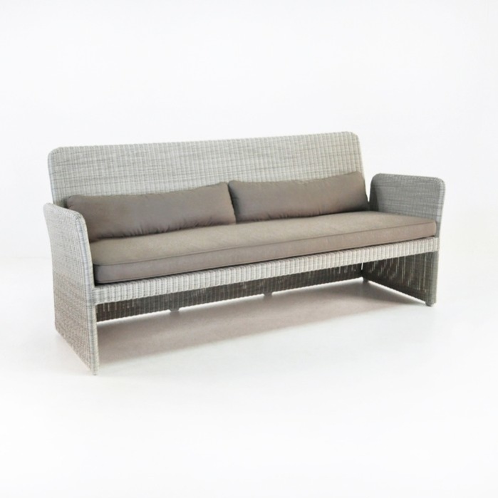 Cube Modern Outdoor Wicker Sofa (Stonewash)-0