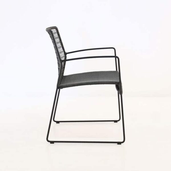 black wicker outdoor dining chair