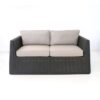 front - black wicker patio loveseat front view