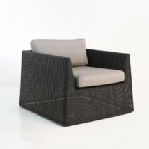 side view - Giorgio Outdoor Wicker Club Chair (Black)-0