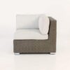 outdoor patio wicker chair with white cushions