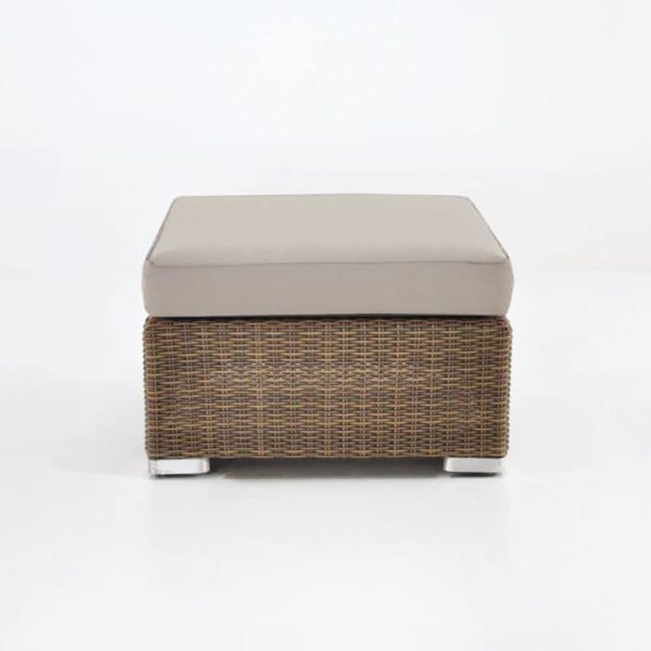square outdoor wicker ottoman with cushion