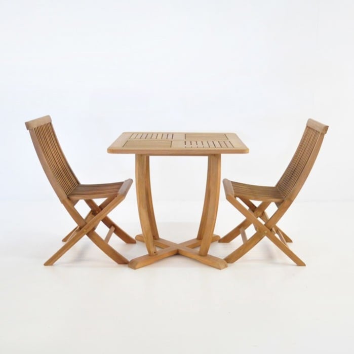 Set Teak Dining | Cayman Teak Table with 2 Prego Chairs-0