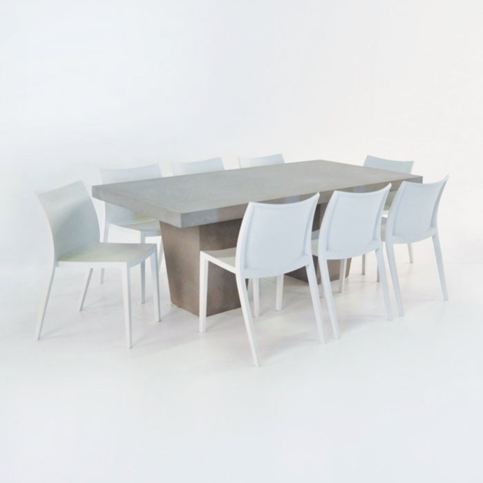 Outdoor Dining Set | Concrete Table & 8 Box Chairs -0