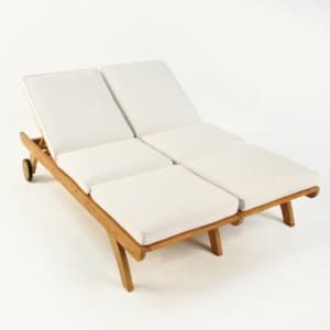teak double sun loungers - deck chairs