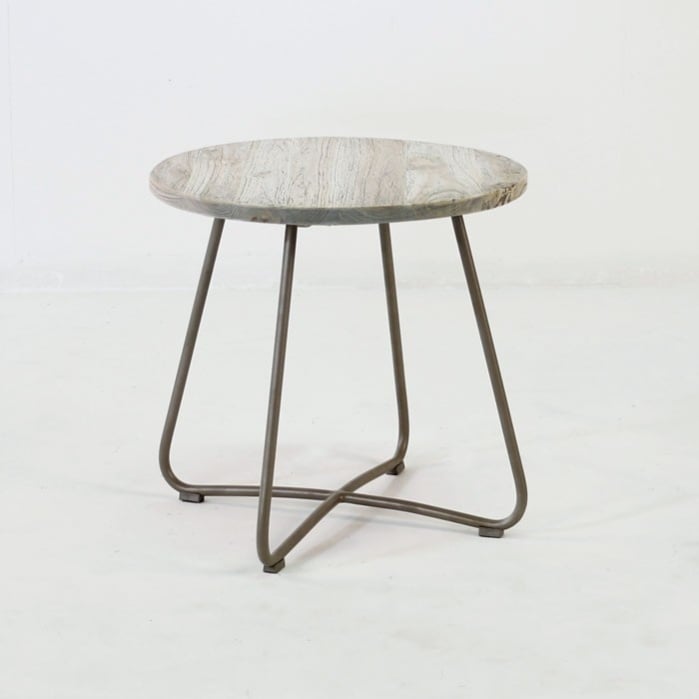 East Silver Aged Side Table (Pebble)-0