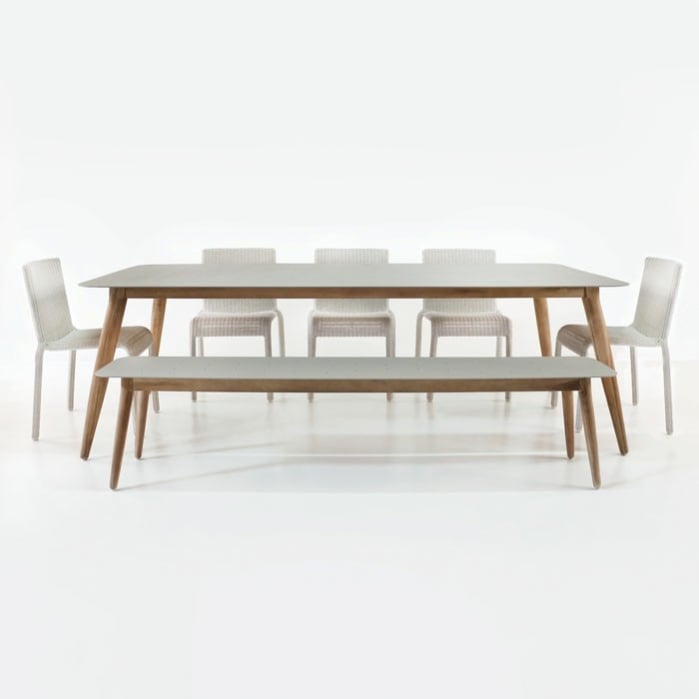 Edition Table with Zambezi Chairs and Bench Outdoor Dining Set-0