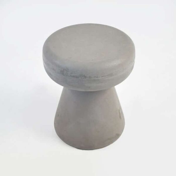 raw concrete stool round top view