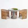 Round Concrete Table With Teak Tub Chair Outdoor Dining Set-0