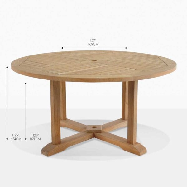 round teak pedestal dining table