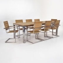 stainless steel dining set table with 8 bruno dining chairs