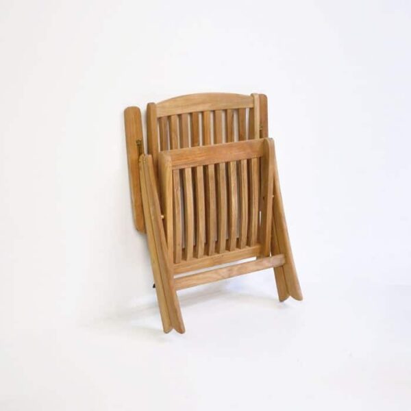 st moritz teak folding reclining chair folded view