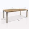 stainless steel and teak fixed rectangular dining table