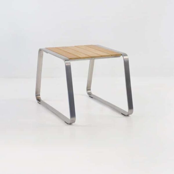 Summer Stainless Steel and Teak Side Table-0