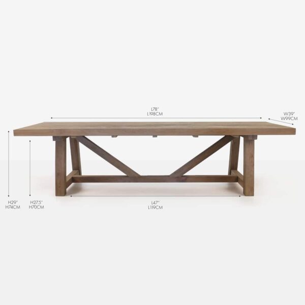 reclaimed teak rectangular trestle dining table