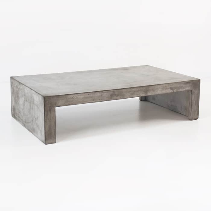 Blok Concrete Waterfall Coffee Table, Cement And Wood Coffee Table