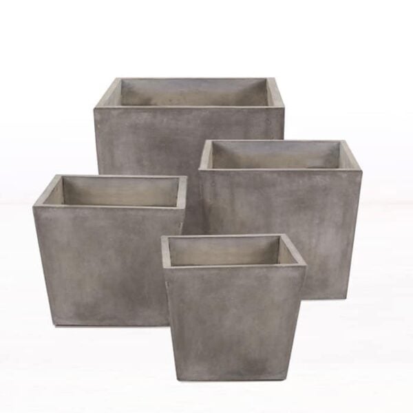 small and large concrete pots