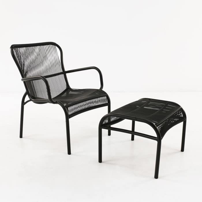 Luxe Outdoor Chair And Ottoman Black, Patio Chair With Ottoman