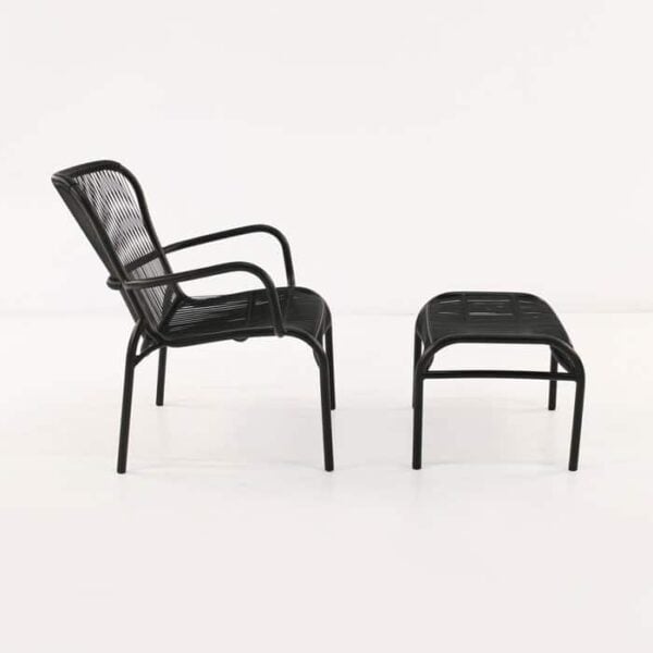 black chair ottoman combo side view