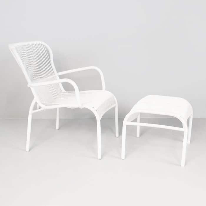 Luxe Outdoor Chair And Ottoman White, Mesh Patio Chairs With Ottoman