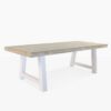 recycled teak tabletop with white legs