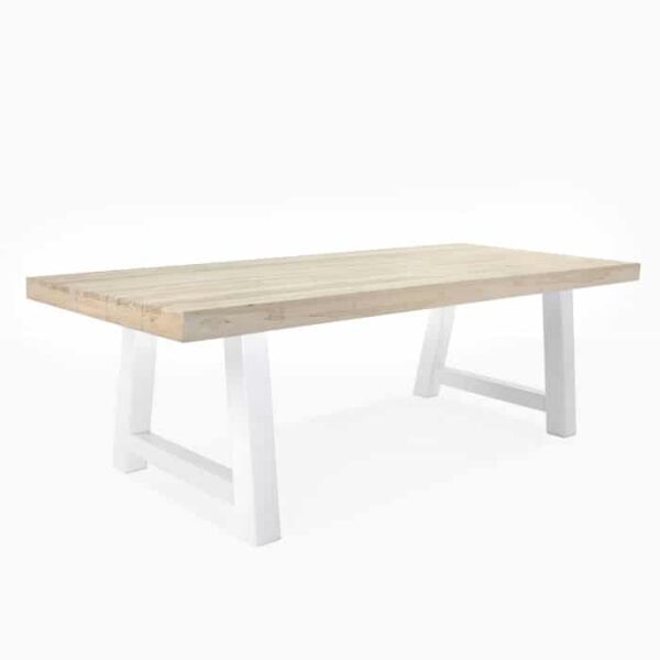 Village Teak and Steel Outdoor Dining Table (White)-0
