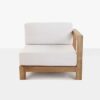 front - teak left arm chair with white cushions