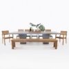 Concrete Dining Table with Teak Bench and Chairs-0