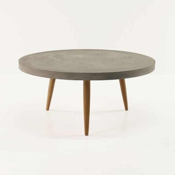 Concrete coffe table with teak legs