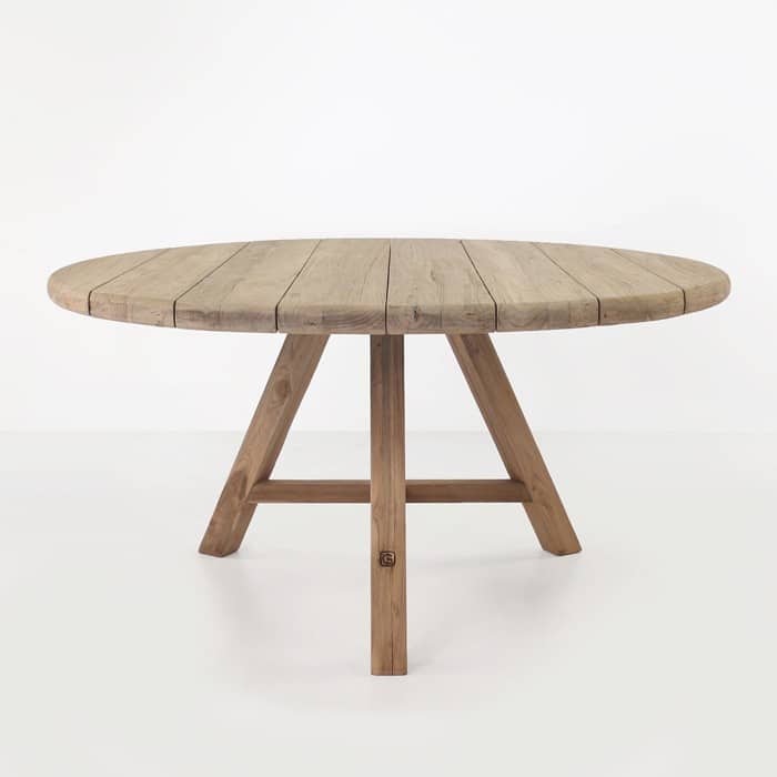 Toni Reclaimed Teak Round Outdoor, Outdoor Dining Table Round Wood