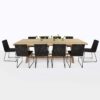 Teak Dining Table with 10 Black Wicker Chairs