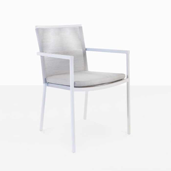 Republic Stacking Woven Dining Chair, White Modern Outdoor Dining Chairs