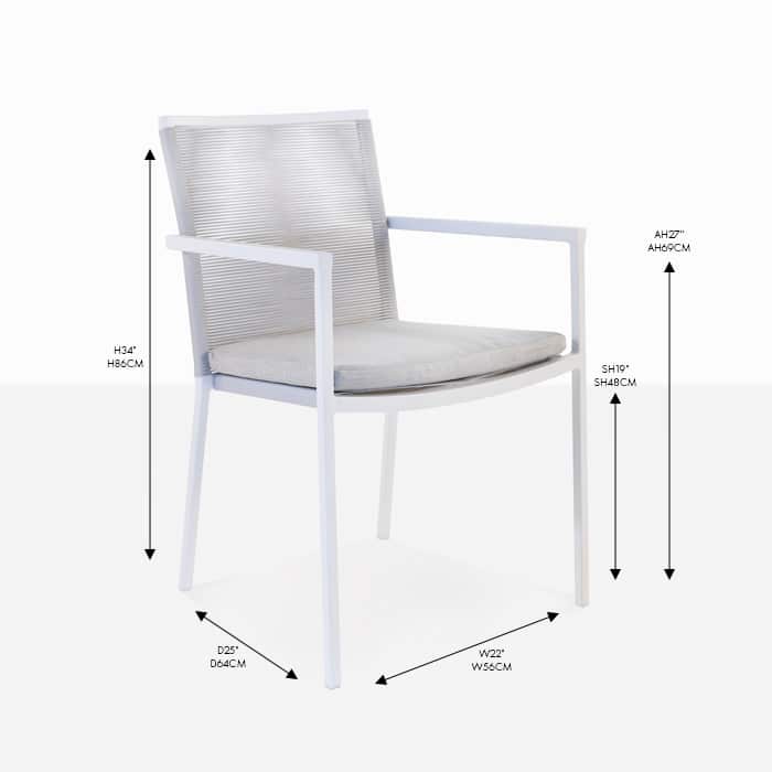 Republic Stacking Woven Dining Chair, Dining Arm Chair Dimensions