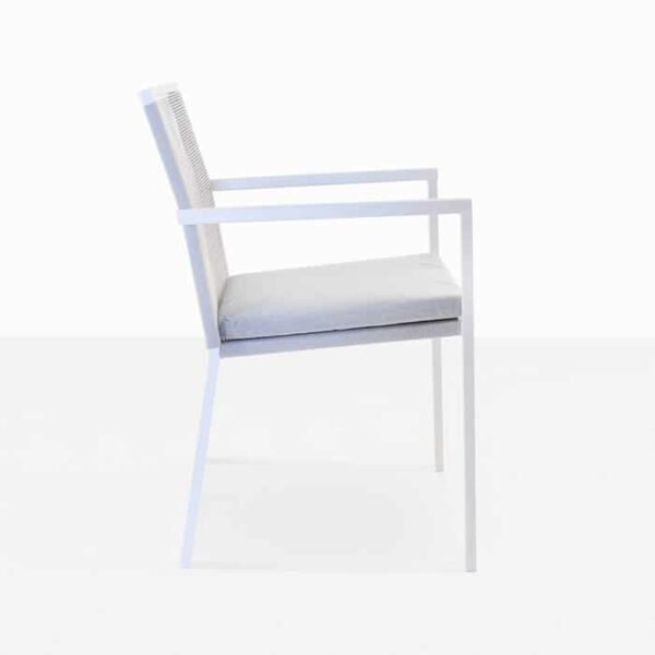 white aluminum outdoor dining chair