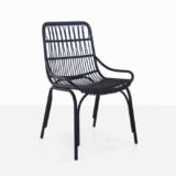 black wicker and aluminum dining chair