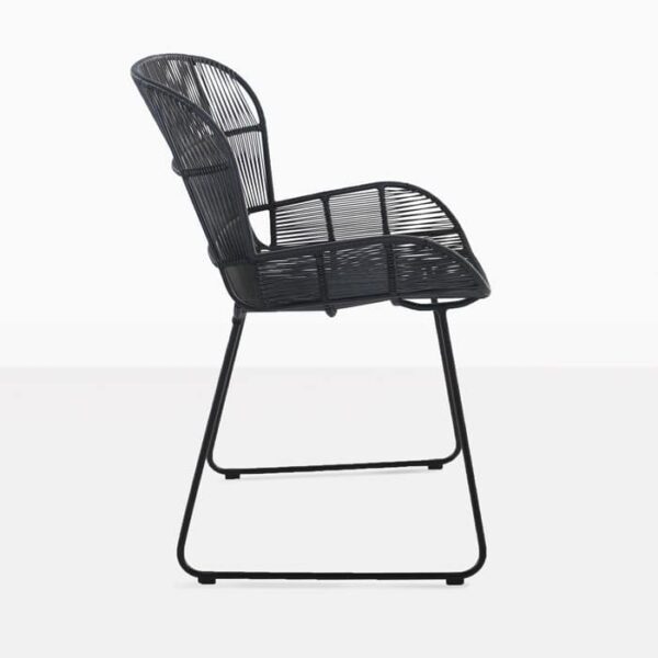 black wicker and steel dining chair side view