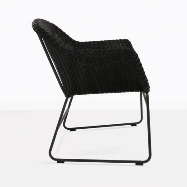 wicker outdoor dining chair in black side view