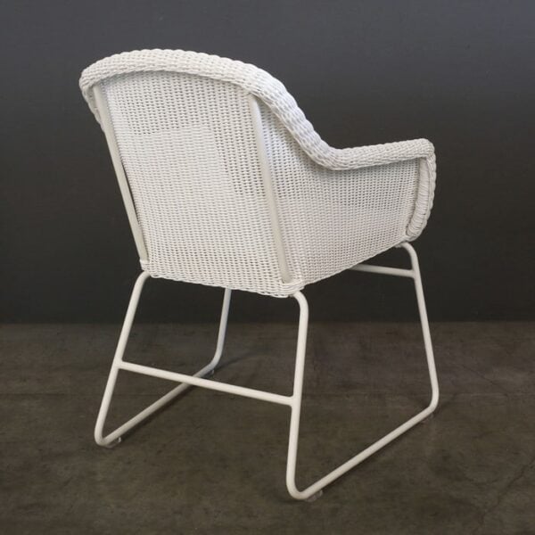 wicker outdoor dining chair back view