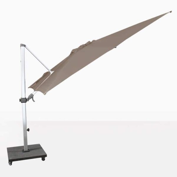 square cantilever umbrella on an angle