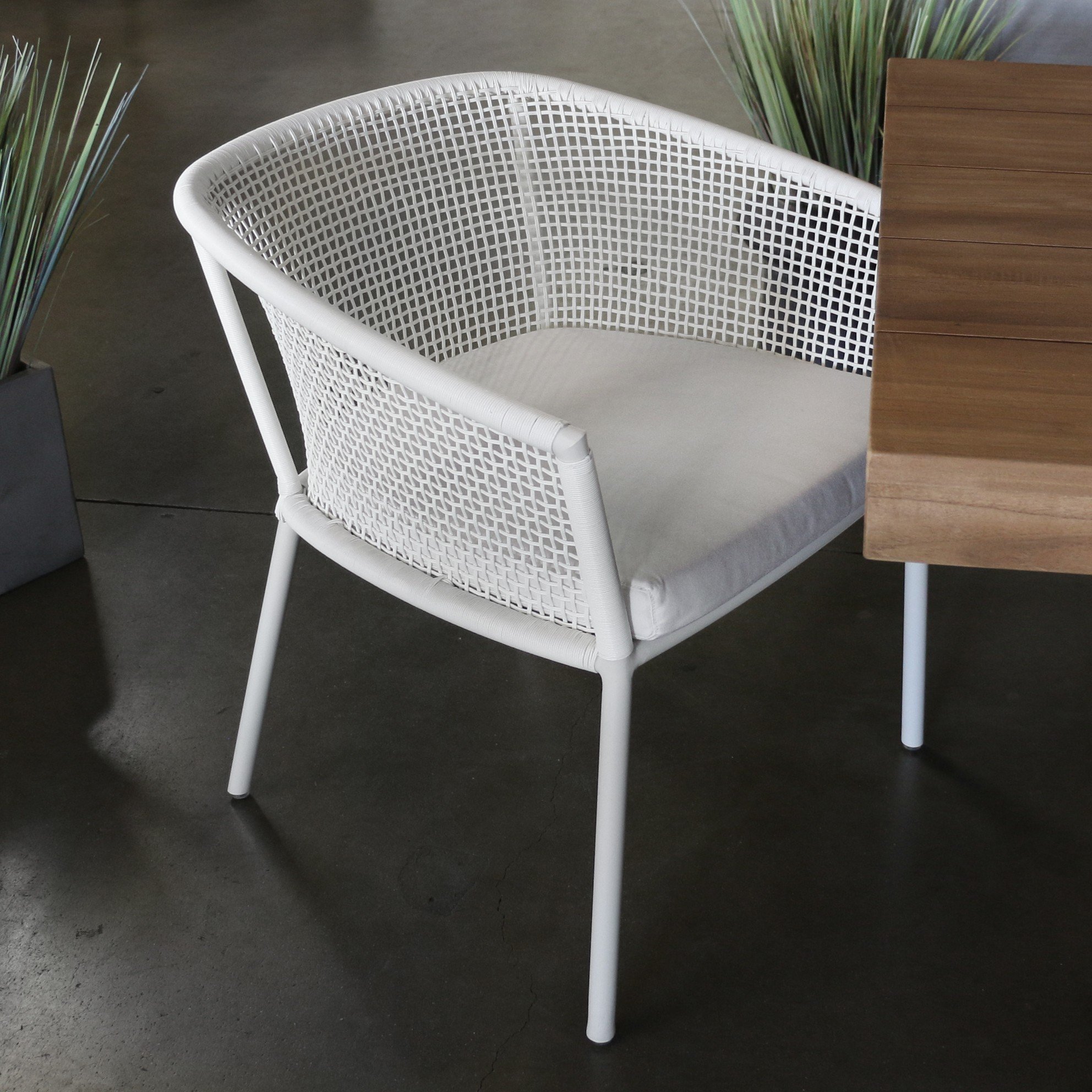 Washington White Woven Outdoor Dining Chair | Café Seating | Teak Warehouse