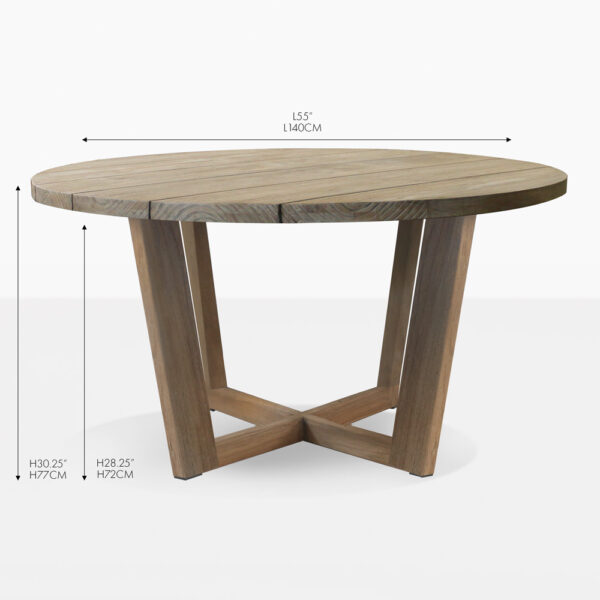 coco reclaimed teak round dining table
