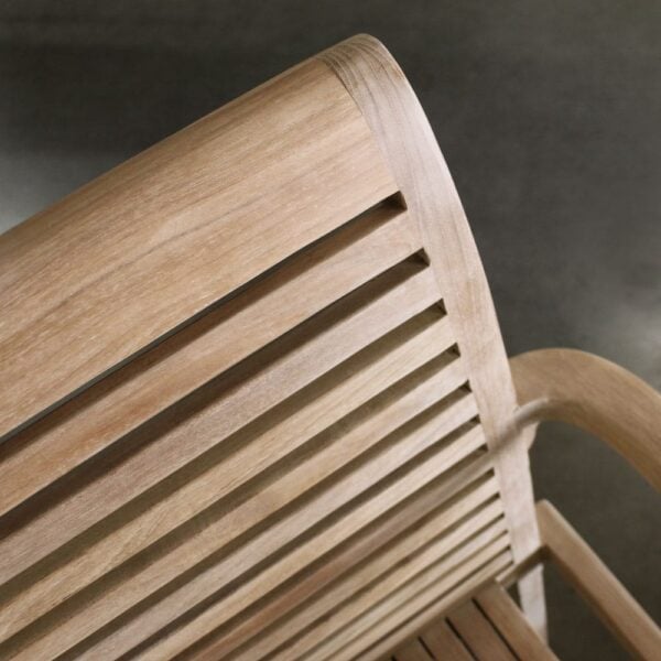 Treviso teak stacking dining chair close up
