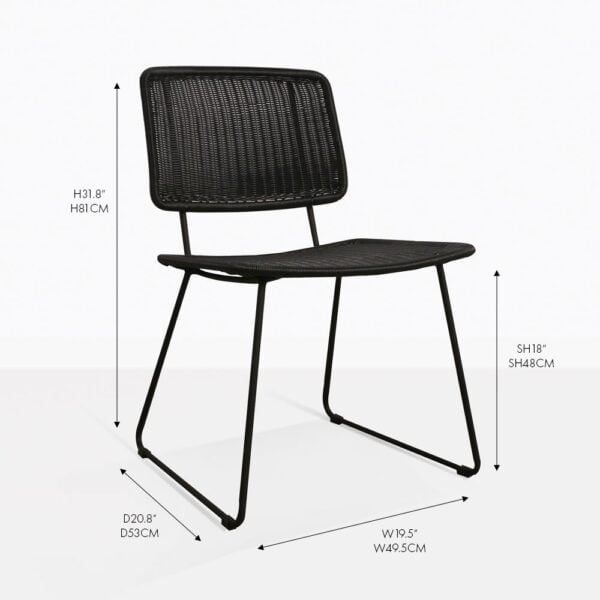 polly black wicker dining chair