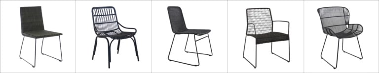 wicker dining chairs black