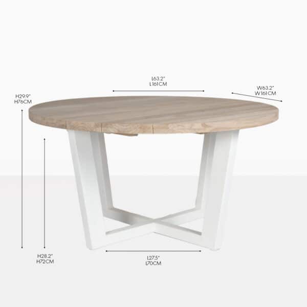 round outdoor dining table aluminum and teak