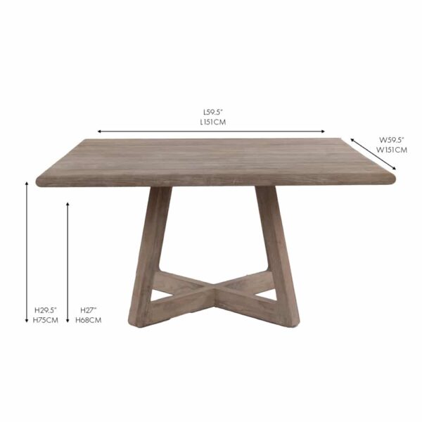 tyber reclaimed teak square dining table